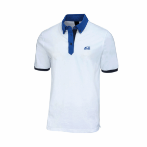 White Polo Shirt with Blue Collar