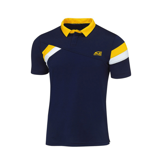 Blue Polo Shirt With Yellow Accent