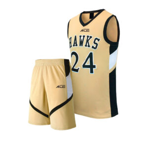 Beige & Black Basketball Jersey With Short
