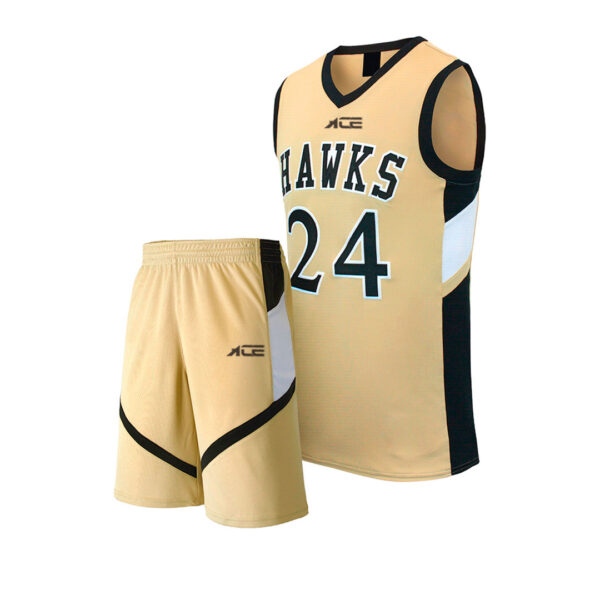 Beige & Black Basketball Jersey With Short