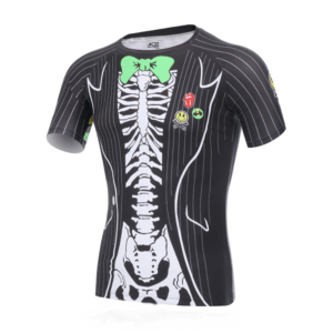 Black Printed Skeleton Compression Shirt