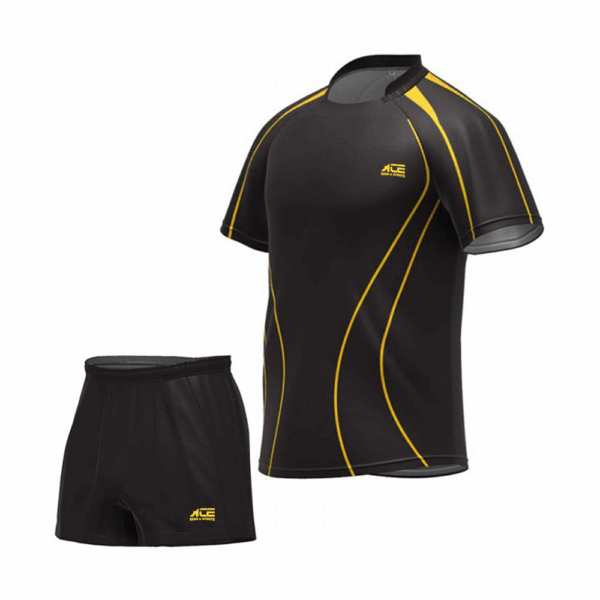Black & Yellow Accents Shirt With Black Short