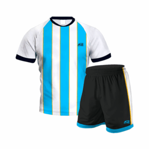 White & Sky Blue Striped Shirt With Black Short