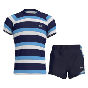 Blue White Striped Shirt With Dark Blue Short