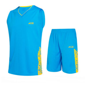Ski Blue & Yellow Basketball Jersey With Short