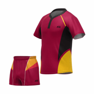 Maroon & Yellow Black Sided Shirt With Short
