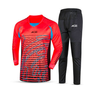 Red & Sky Blue Pattern Long Sleeve Shirt With Black Pant