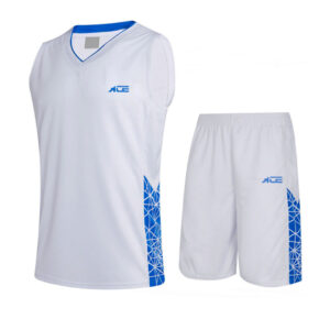White Blue Basketball Jersey With Short