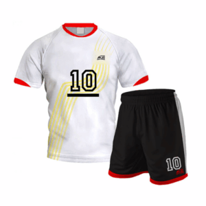 White & Red Accent Shirt With Black Short